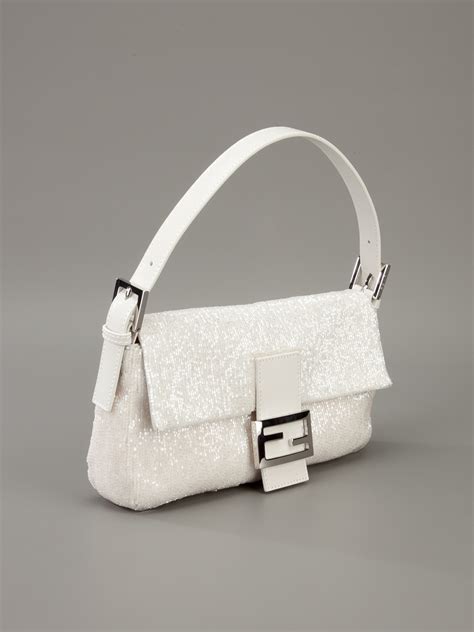 fendi white baguette mini bag